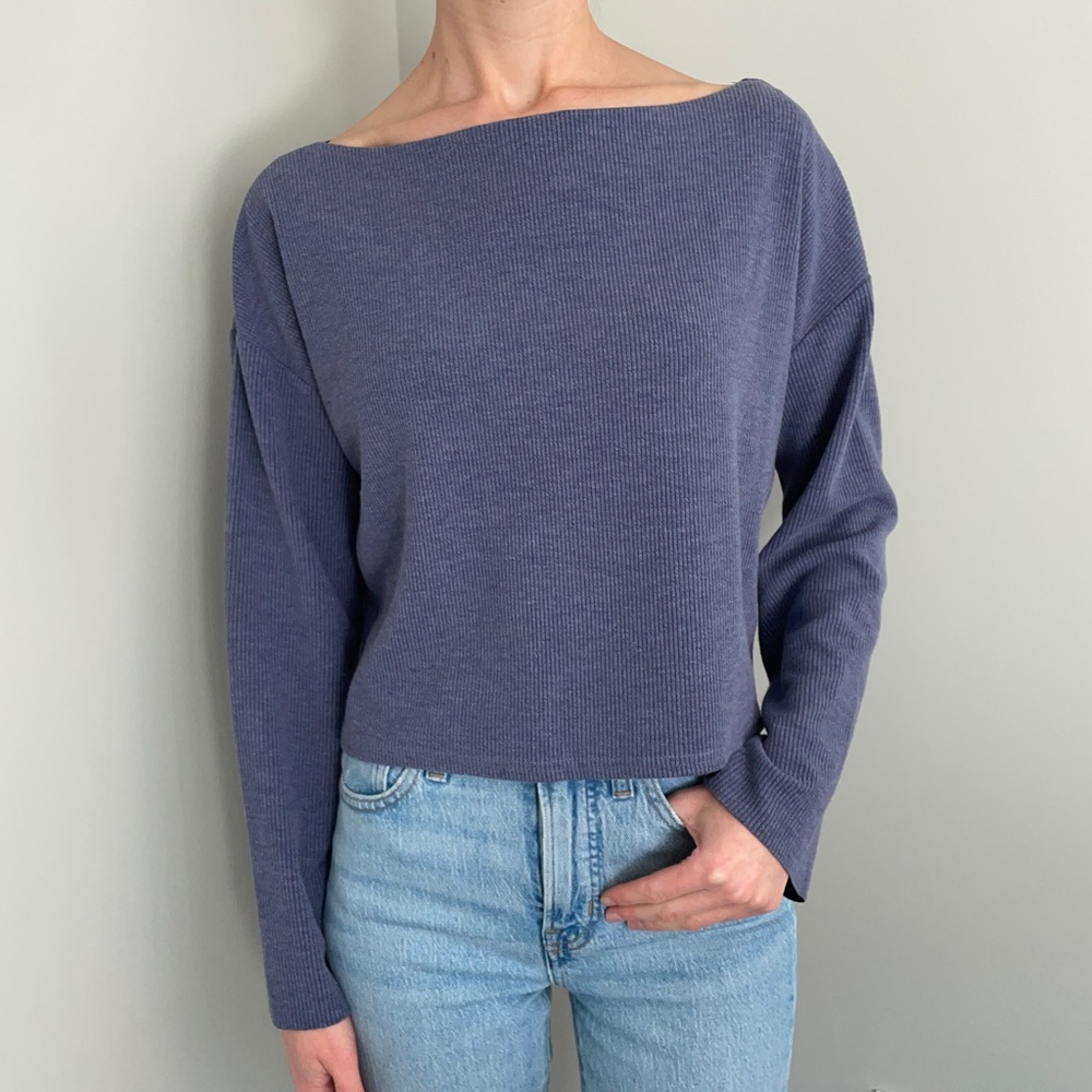 MPC Purple Ribbed Long Sleeve Top